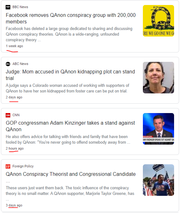 And maybe followers of QAnon are "crazy and dangerous" to suggest the media is coordinating against Q?I guess that is kind of crazy to suggest such a conspiracy, right?These were pulled on Friday, just after they started their LATEST smear campaign against Q.