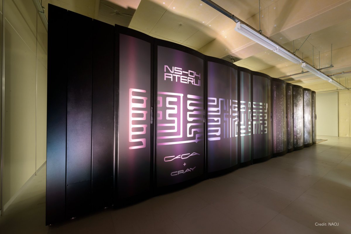 4d2u's tweet image. This simulation was performed by the supercomputer dedicated for astronomy &quot;ATERUI&quot; (Cray XC30, peak performance of 1.058 Pflops), which was operated by the @CfCA_NAOJ until March 2018.

For more information about #ATERUI : cfca.nao.ac.jp/en/pr/20141113