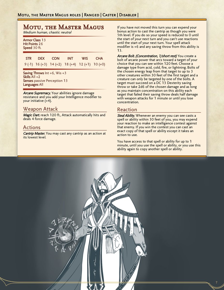 Motu, the Master Magus
| Ranged | Caster | Disabler |