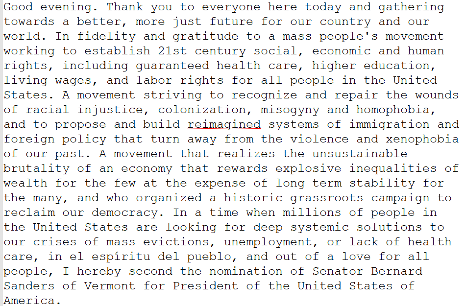 People4Bernie's tweet photo. .@AOC's full nomination speech for @BernieSanders at the #DemConvention #DNC2020 https://t.co/ikEpnKF7AJ