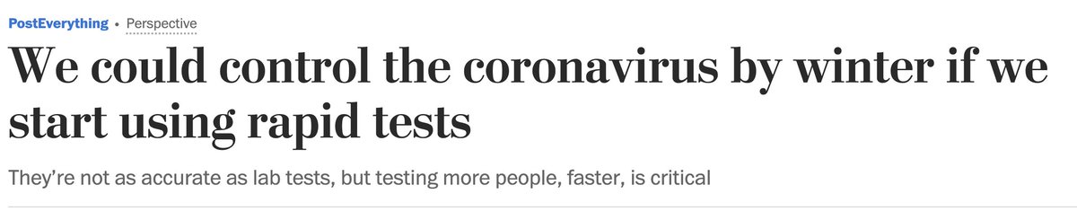 2/ In  @washingtonpost,  @sri_srikrishna  @AbraarKaran & I discuss how tests that provide fast results, can be decentralized widely to people's homes & used frequently to detect more infections quickly can close the window of transmission & paralyze spread https://www.washingtonpost.com/outlook/2020/08/17/rapid-coronavirus-testing-pcr/