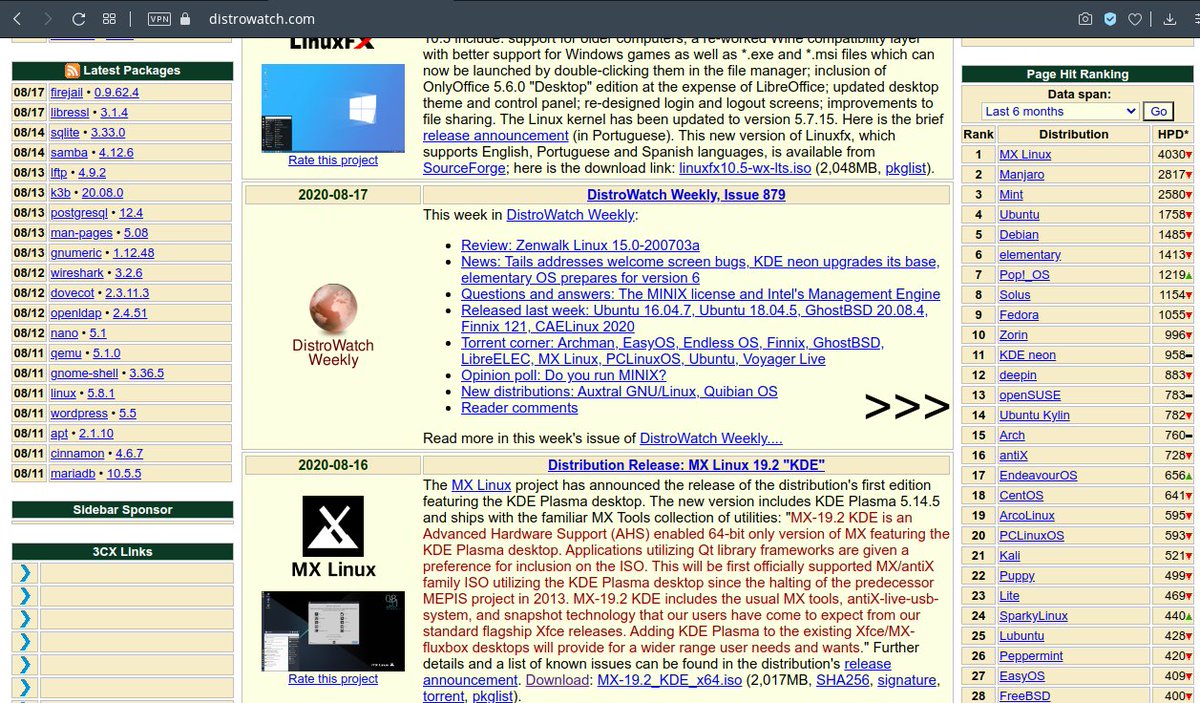 Kalau nanti teman-teman sudah merasa lebih nyaman dengan Linux, teman-teman bisa mencoba-coba distribusi linux yang lain. Dan itu bisa dilihat di  https://distrowatch.com&nbsp;