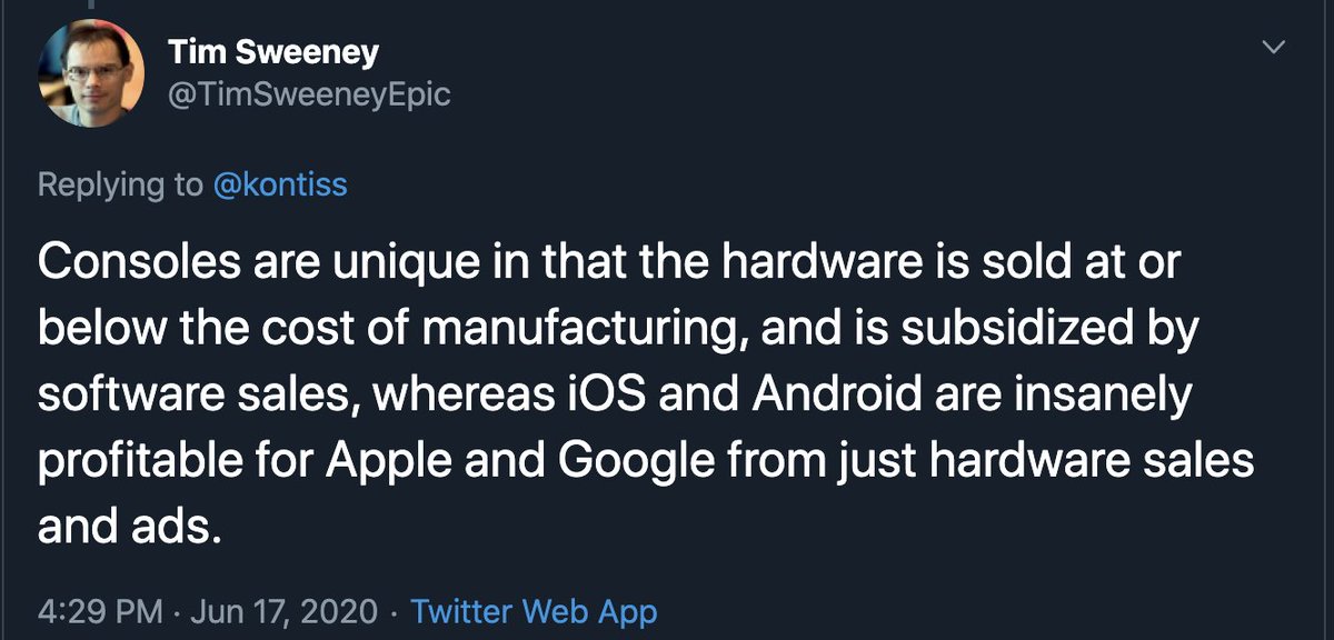 2. As per above, consoles are not essential and there is a rationale for the 30% fee given the business model of consoles. Especially as the platform fee will include things like manufacturing (in the case of physical games) and marketing.