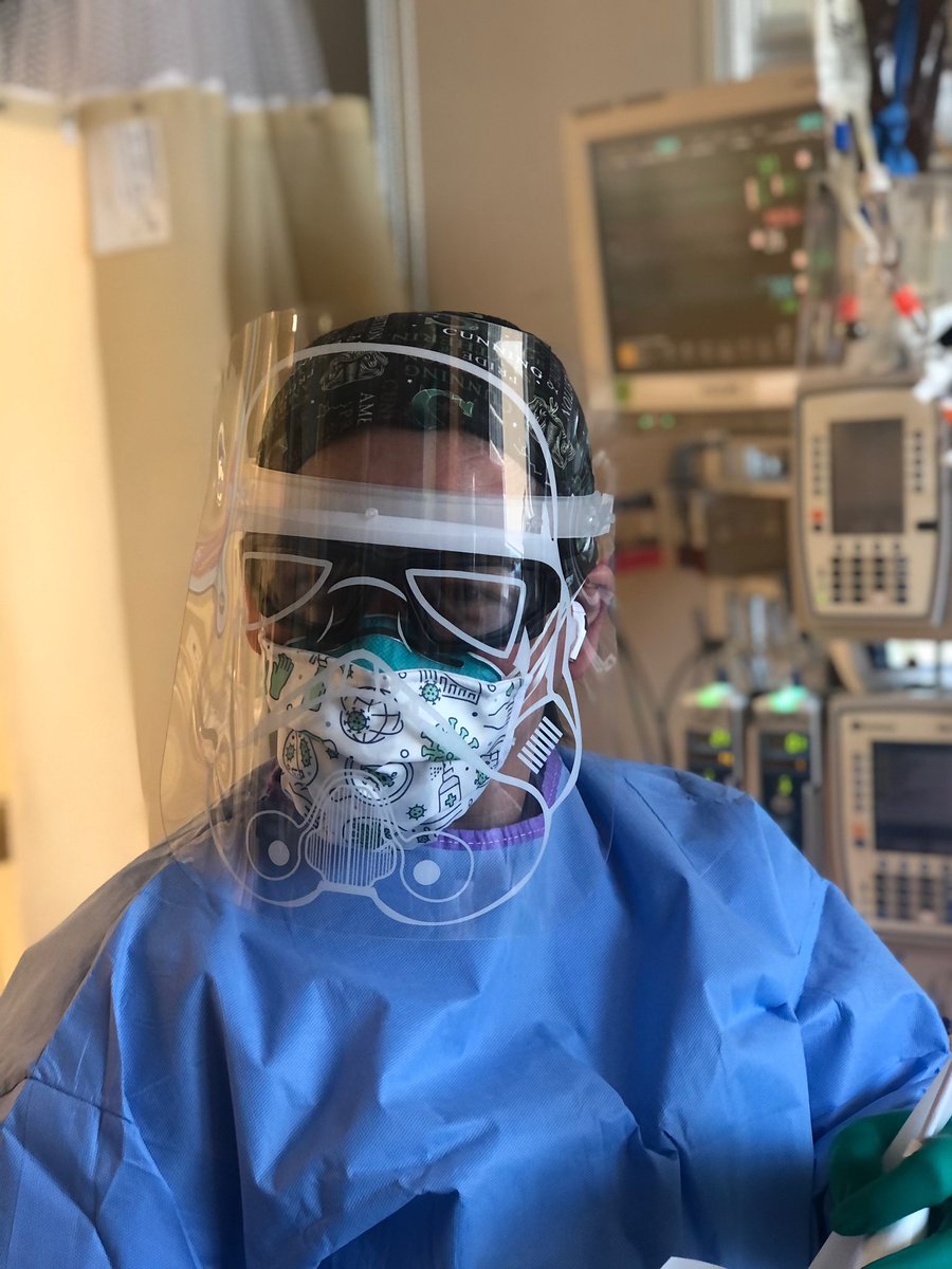UMMCNeurocrit's tweet photo. Our NSICU Director Dr. Christa O’hana Nobleza sports a face shield inspired from Star Wars! Welcome to the Dark side! #docvader #startroopers #StarWars #COVID19 #NeuroTwitterNetwork @UMMC_NeuroRes @UMMCnews @UMMC_MiCCO @UMMC_Neurology @NMatch2021 https://t.co/hA1ePZUEwo
