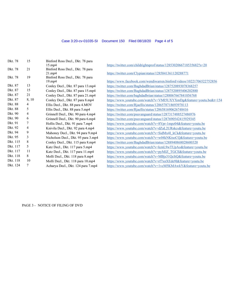 I do not know how the Fed Defendants respond to this, dozens of videossocial media post. It is incredibly difficult to argue against what you can read, see & hear with your own eyes.remember the court is expected to rule on the preliminary injunction https://ecf.ord.uscourts.gov/doc1/15117648124