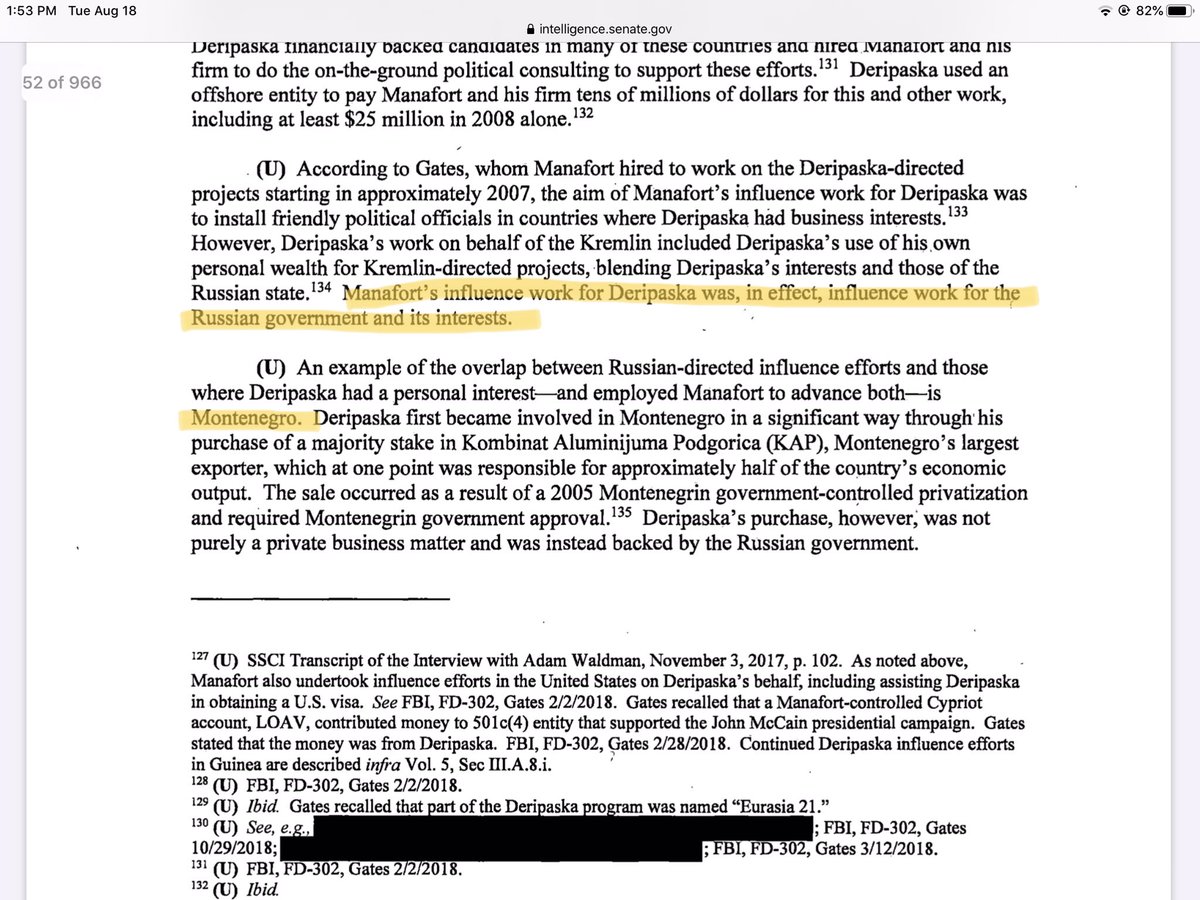 Page 52. I am sure trump unceremoniously pushing the leader of Montenegro was just a coincidence right? I mean, it wouldn’t have been an act of fealty or a message to any coconspirators. Naaaahhh.
