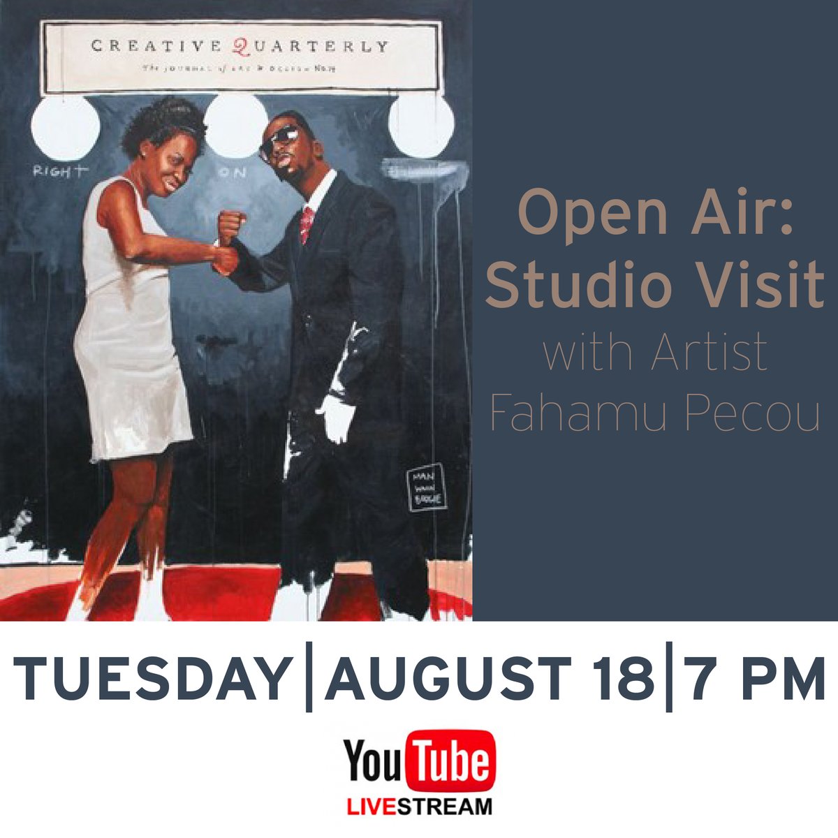 HBGanttCenter's tweet photo. In just one hour, join us for an exclusive experience with internationally acclaimed artist @fahamupecou and curator @dexterwimberly LIVE on Harvey B. Gantt Center Official YouTube channel!
#black artist #morehousecollege #emoryarts #emorycollege #art #openair https://t.co/duTjwNuuUO