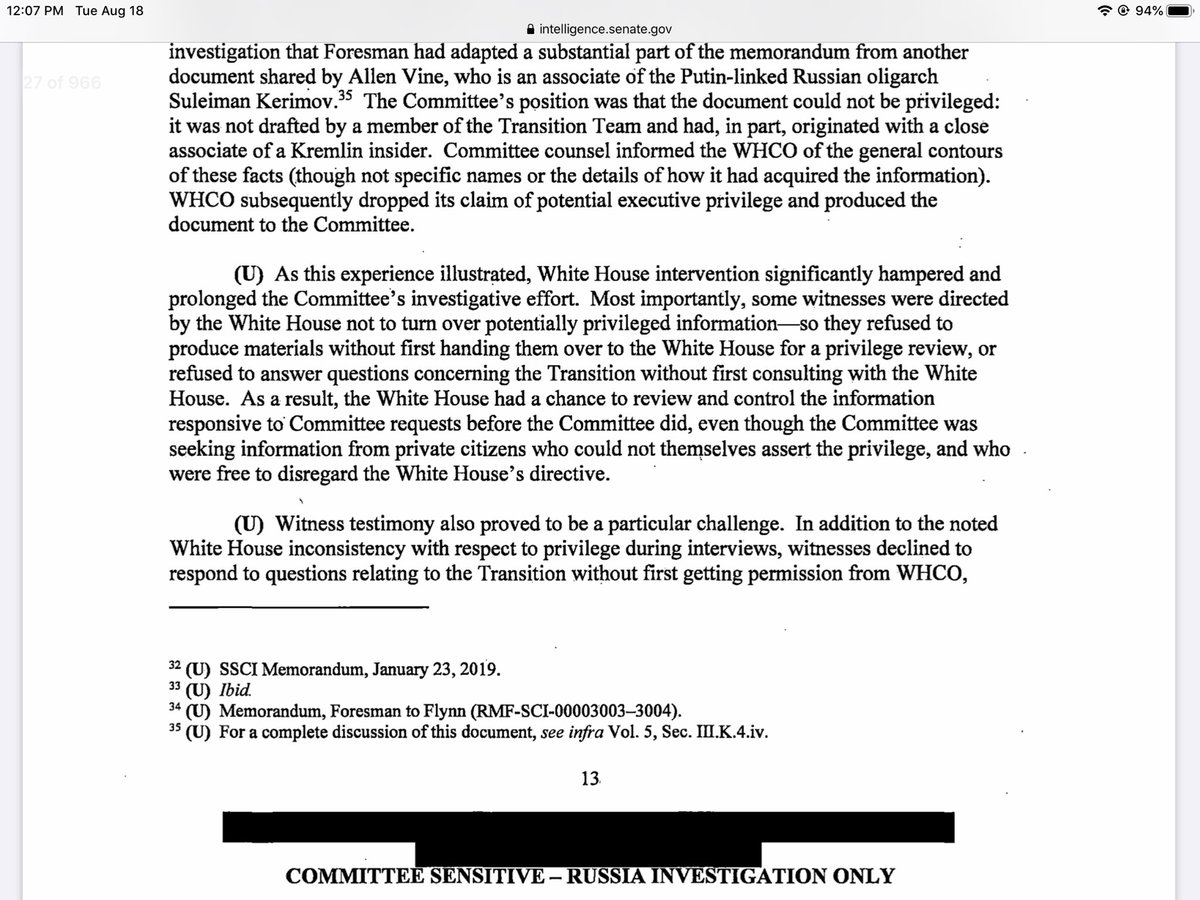 WH counsel office reviewed documents from private citizens to determine if they could be fodder for executive privileges claims. This hampered the committee’s investigation. This was used as a stalling tactic as well. When a pattern of stalling emerges it becomes obstruction.