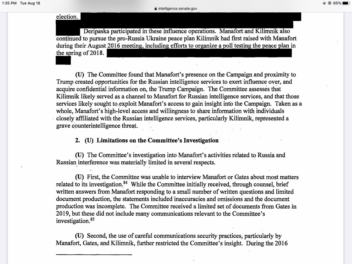 Manafort was connected to Konstantin Kilimnik who was connected to Oleg Deripaska who was connected to Putin. trump hired him to be campaign manager for no pay. Manafort tried to leverage his proximity to trump to erase his debts so he shared internal information with Kilimnik.