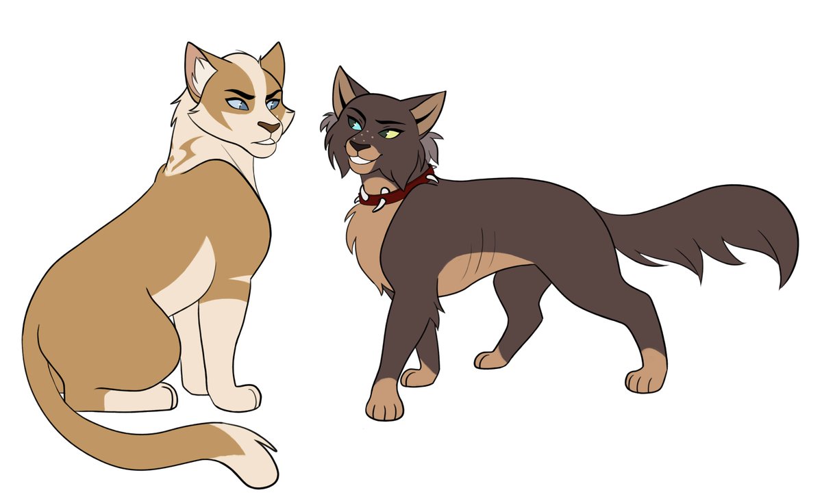 Adora and Catra from Shera as warrior cats characters, as promised <3 I couldn't be bothered to do their tabby stripes, unfortunately...