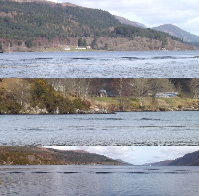 And it’s probably these which the sonar was detecting, combined with wakes and waves on the surface (the parallel line effect present on part of the sonar sheet looks exactly like that caused by waves, boat wakes especially). These photos were all taken at  #LochNess….