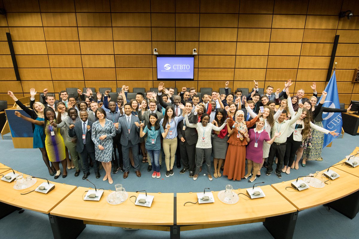 The photo shows a group of young people from the Comprehensive Nuclear-Test-Ban Treaty Organization. 