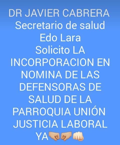 Se requiere atención de está solicitud las combatientes de la salud  @dcabellor @NicolasMaduro #PatriotaMovil #AsicSanJacinto #EstadoLara #BarrioAdentro #Personal%100Cobertura #ParroquiaUnion #JusticiaSocial @LuisJonasReyes @gestionperfecta @JoseTelleria19