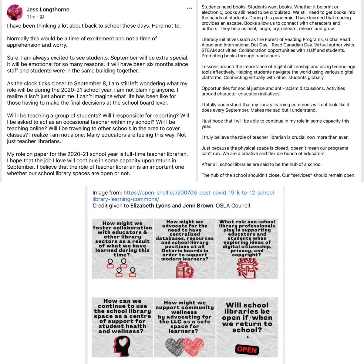 Jess Longthorne (@longthornejess) on Twitter photo Just a few of my thoughts about being a #teacherlibrarian and #BackToSchool2020. Credit to @mrslyonslibrary and @JennMacBrown for image and link to post. #advocacy <a href="/CdnSchoolLibrar/">Cdn School Libraries</a> <a href="/oslacouncil/">OSLA Council</a> Just a few of my thoughts about being a #teacherlibrarian and #BackToSchool2020. Credit to @mrslyonslibrary and @JennMacBrown for image and link to post. #advocacy <a href="/CdnSchoolLibrar/">Cdn School Libraries</a> <a href="/oslacouncil/">OSLA Council</a>