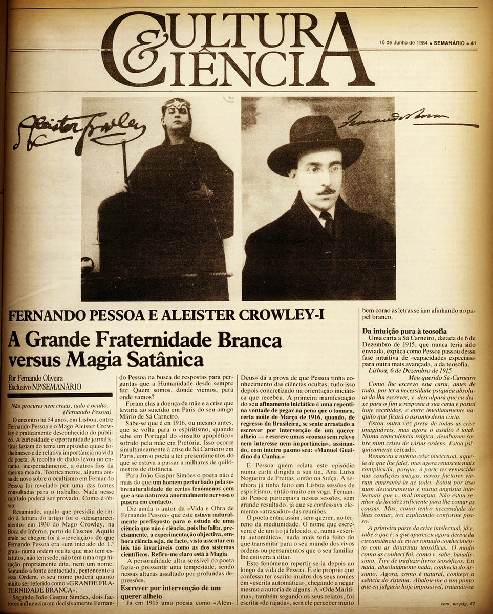jesantana1976's tweet photo. Sobre el encuentro entre Fernando Pessoa y Aleister Crowley en Portugal.
#FernandoPessoa #AleisterCrowley #Crowley #Pessoa #Portugal #Ocultismo #Thelema #Heteronimo #Satan #BocadoInferno #Lisboa @Un_Tal_Pessoa #Magia #Satanism #Satan #Satanista #Satanismo https://t.co/5WZD8cC1aG