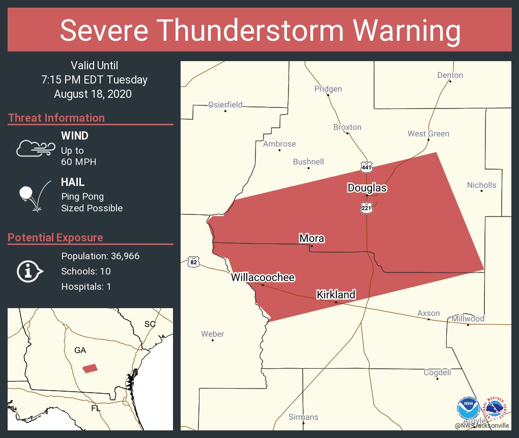NWS Jacksonville on Twitter "Severe Thunderstorm Warning continues for
