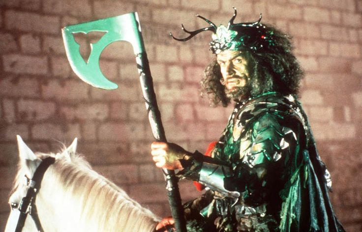  #cannonfodder Day 6; ever onward, now playing the EXCALIBUR-esque SWORD OF THE VALIANT starring Miles O'Keeffe, John Rhys-Davies, Peter Cushing, and Sean Connery as the Green Knight. The director wanted Mark Hamill as Gawain, but Golan/Globus insisted of beefcake O'Keeffe.