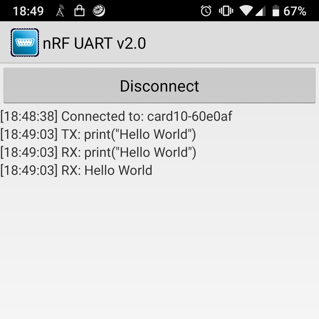 July 14: After a lot of effort we get BLE integrated into the main firmware. The first application: An interface to the  #MicroPython parser: