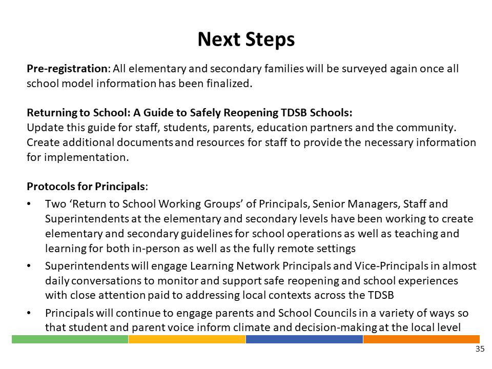 Next Steps AF  @kgfalcon speaks to  @tdsb families being surveyed again - many changes - updating documents - and program and operation guidelines will be posted so Principals have the most up-to-date information - and we'll talk about what we don't yet know! Supporting as we can.