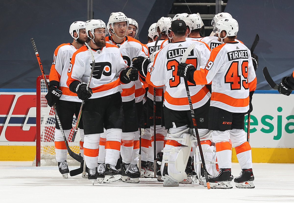 NHLFlyers's tweet photo. Took two on the “road” and we’re heading back h̶o̶m̶e̶ to Toronto looking to close it out in Game 5. #AnytimeAnywhere https://t.co/u3mCGG4Fro