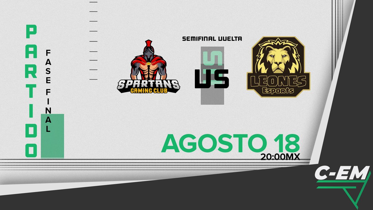 #CEM ⌠ Match day

Con estos partidos sabremos quienes serán los finalistas de está edición. 

🏆 Semifinales de vuelta

⚔️ @Shark_KFZ 🆚 @WendGG_
⏰ 19:00🇲🇽▪️ 21:00🇦🇷

⚔️ <a href="/TeamSpartansTM/">Spartans Gaming</a> 🆚 <a href="/EsportsLeonesCR/">Leones eSports</a> 
⏰ 20:00🇲🇽▪️ 22:00🇦🇷