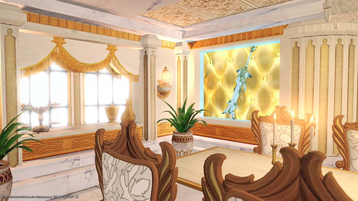 ℂ𝕙𝕒𝕜𝕒 Arabian Royal Palace 住所 Unicorn Gob 6 ネットでみた白と金でまとめられたアラビア王宮の一室をイメージしています 脱自分らしさをサブテーマにしたので違った雰囲気に出来たかなと思います Ff14ハウジング Ff14housing