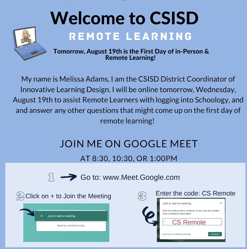 MrsOdajima's tweet photo. China Spring ISD parents:
Questions about Schoology and remote learning? Here are the answers! Join by going to https://t.co/D937VUztrK and joining with the code CS Remote. https://t.co/XqTprxnDsy