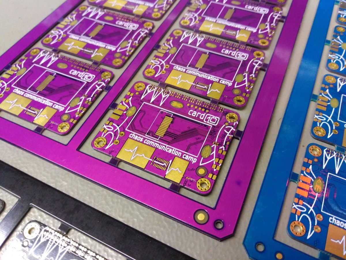 July 29: The samples of the PCBs for the Harmonic Board of the  @card10badge arrive in Munich. They look awesome: