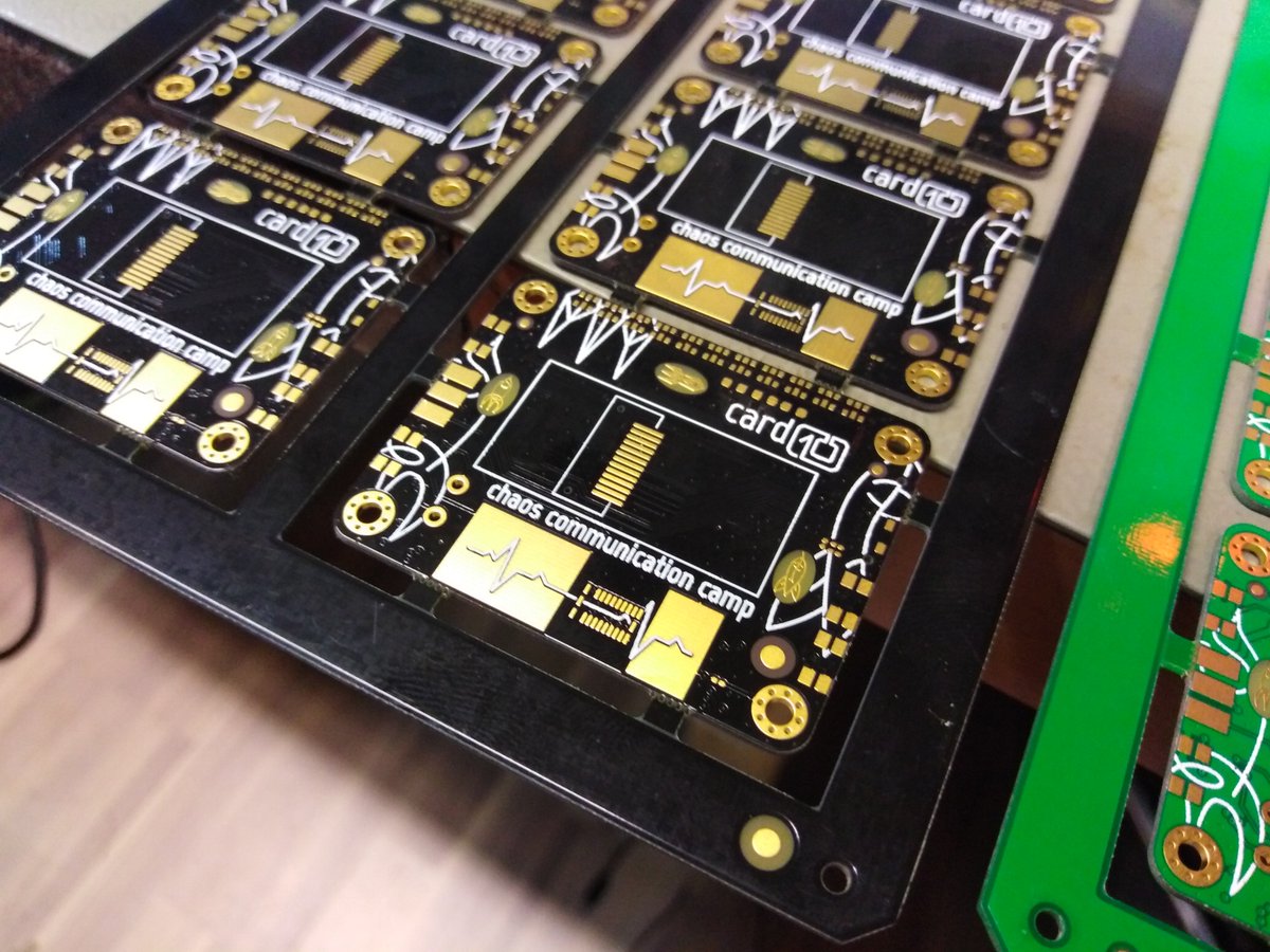 July 29: The samples of the PCBs for the Harmonic Board of the  @card10badge arrive in Munich. They look awesome: