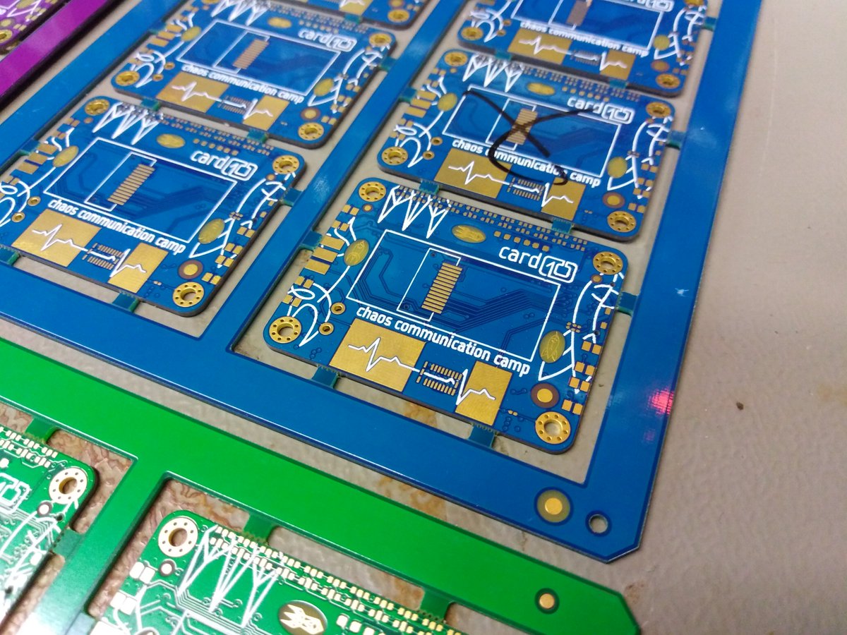 July 29: The samples of the PCBs for the Harmonic Board of the  @card10badge arrive in Munich. They look awesome: