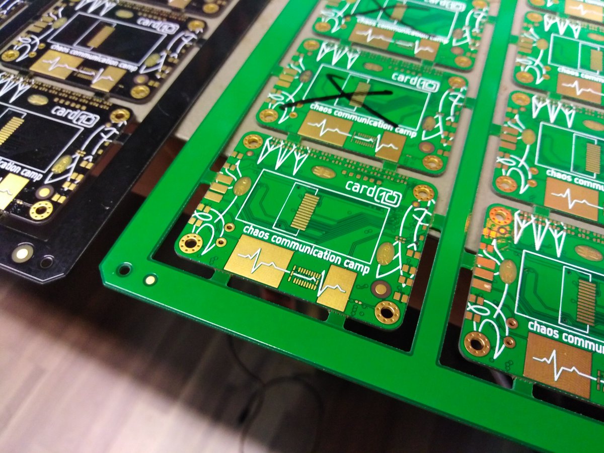 July 29: The samples of the PCBs for the Harmonic Board of the  @card10badge arrive in Munich. They look awesome: