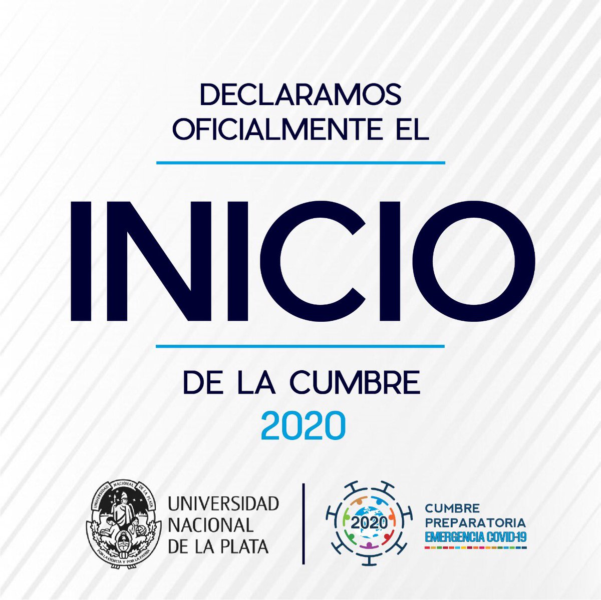 Estamos muy orgullosos de anunciar que comenzó oficialmente la Cumbre Preparatoria 2020: emergencia Covid-19. A pesar de las circunstancias, creemos fervientemente en la educación inclusiva, gratuita, publica, de calidad y experimental. 
Les deseamos un muy buen comienzo a todos