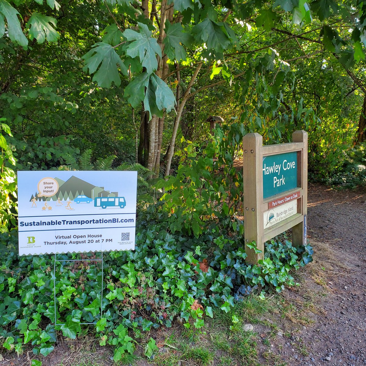Have you seen these signs around the island? Did you know you can help shape Bainbridge Island's 
Sustainable Transportation Plan? You can!

Check out sustainabletransportationbi.com and offer your input!

#BainbridgeIsland #sustainabletransportation #COBIBigIdeas