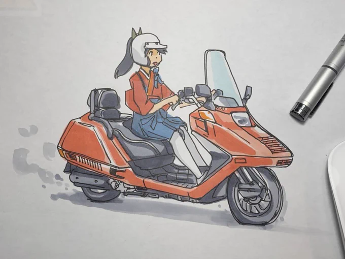 バイクの日か。最近過去絵
うちに帰ったらバイク描いてみるかな 