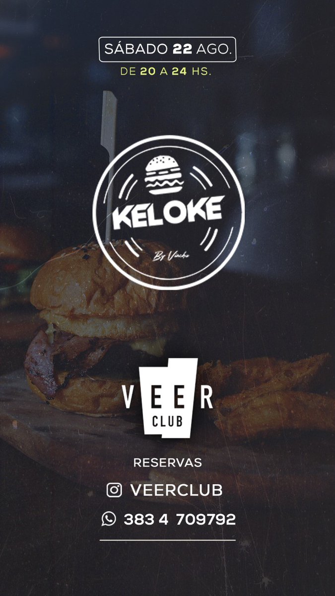 MartinAguero_'s tweet photo. Estoy muy contento de anunciarles que este sábado 22 de agosto voy a estar en "VEER CLUB" vendiendo hamburguesas con mi emprendimiento "KELOKE" de 20 a 24hs, los espero a todo y muchas gracias por el apoyo💪🏾 https://t.co/dFZk4lVlNj