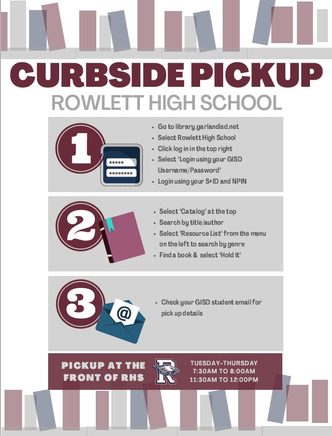 RHS_Eagles's tweet photo. Our RHS library is still here to serve you. Check out some books! #WeROne #WeRReaders #GISDAlwaysConnected https://t.co/8zrcGye0od