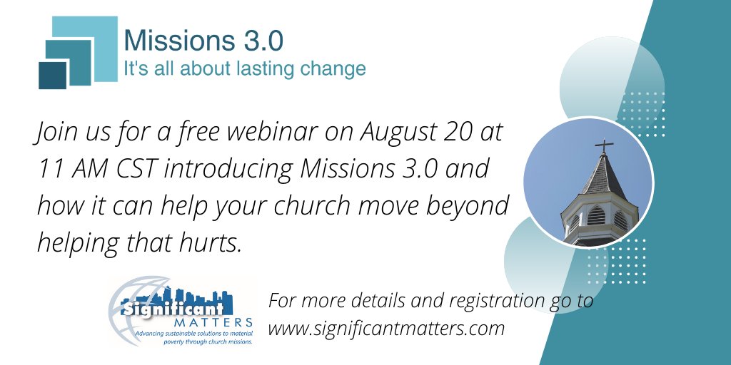 SignificantMtrs's tweet photo. The North American church could play a significantly different role in poverty alleviation if it was willing to make one major shift. Join us for a 90-minute webinar introducing Missions 3.0 this Thursday at 11AM CST. Register here https://t.co/zjiBYyvqJa https://t.co/OWMaoevDc5