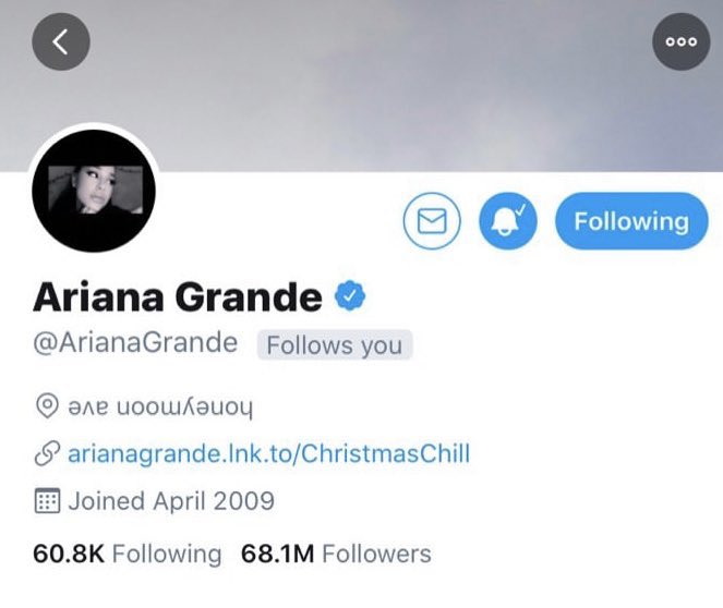 got an ariana follow on my other account 20/11/19 ♡