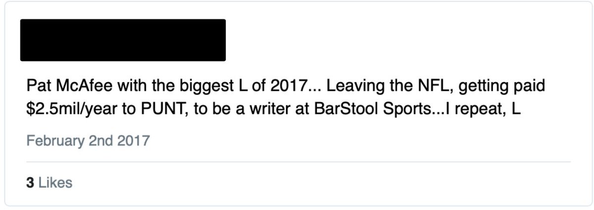 2) Due to the recent shift in the sports media landscape, people have forgotten how unpopular McAfee's decision was. How did the public respond?Check out this tweet below, which McAfee has referenced as motivation.