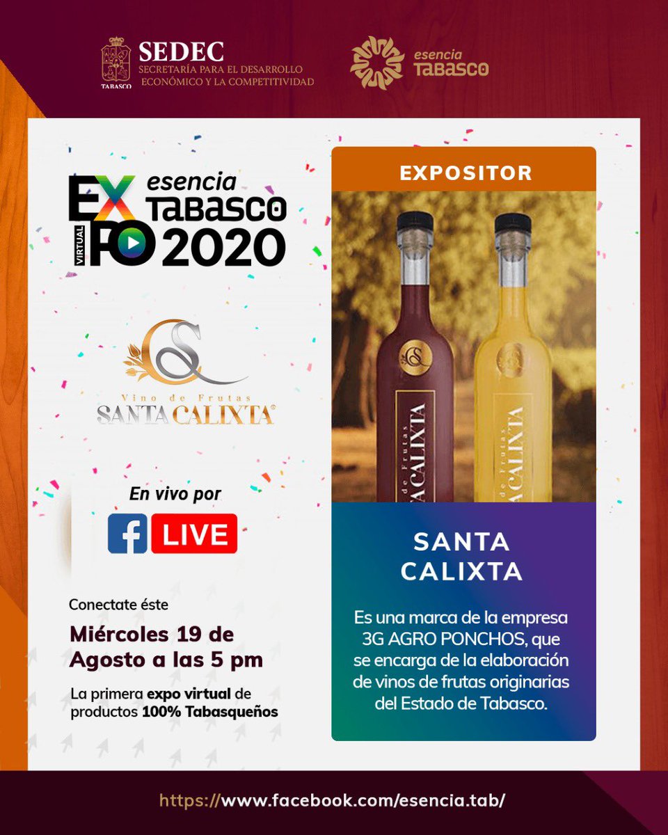 EsenciaTabasco's tweet photo. No pierdas la oportunidad de conocer productos tabasqueños elaborados con excelente calidad, como la línea #SantaCalixta de la empresa 3G Agroponchos, que se presentarán mañana en la primera #ExpoVirtualEsenciaTabasco2020 a las 5pm.
https://t.co/LKLtGnj4Pu https://t.co/br9Fw1eDnO