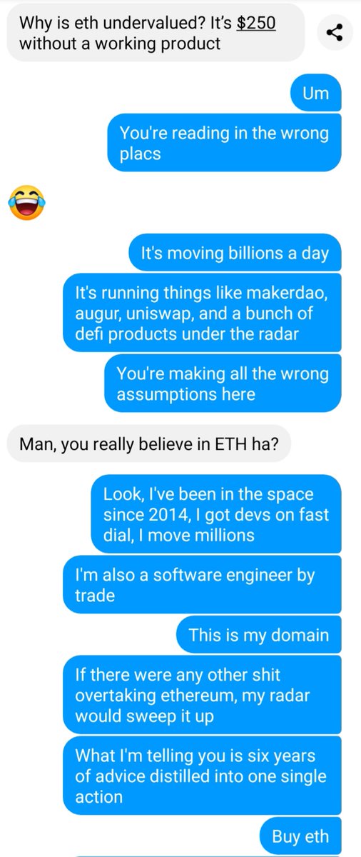 July 14th, 2020: "WHy iS  $ETH  #Ethereum  uNDeRVaLueD? iT'S $250 WiTHouT a WoRKiNG PRoDuCT"