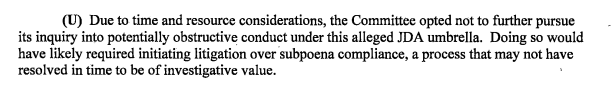 8/ And guess what: almost every unethical, illegal, and/or oath-violative act of obstruction Trump used to hide, stall, mislead about, make unavailable or otherwise thwart relevant inculpatory evidence *worked*. For instance, look at how perfectly the JDA worked to hide evidence: