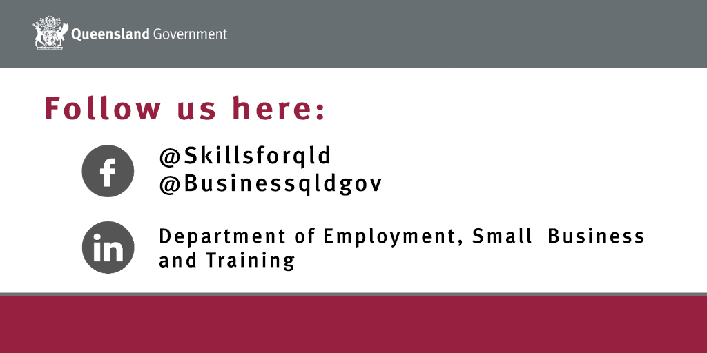 QTAQLD's tweet photo. We’re streamlining our social media - follow the Queensland Training Awards on the Skills for Queensland Facebook or subscribe to the update: https://t.co/bfBKAlrY5s  

This account will be inactive after 21 August 2020. https://t.co/GrjP2hS1Ua