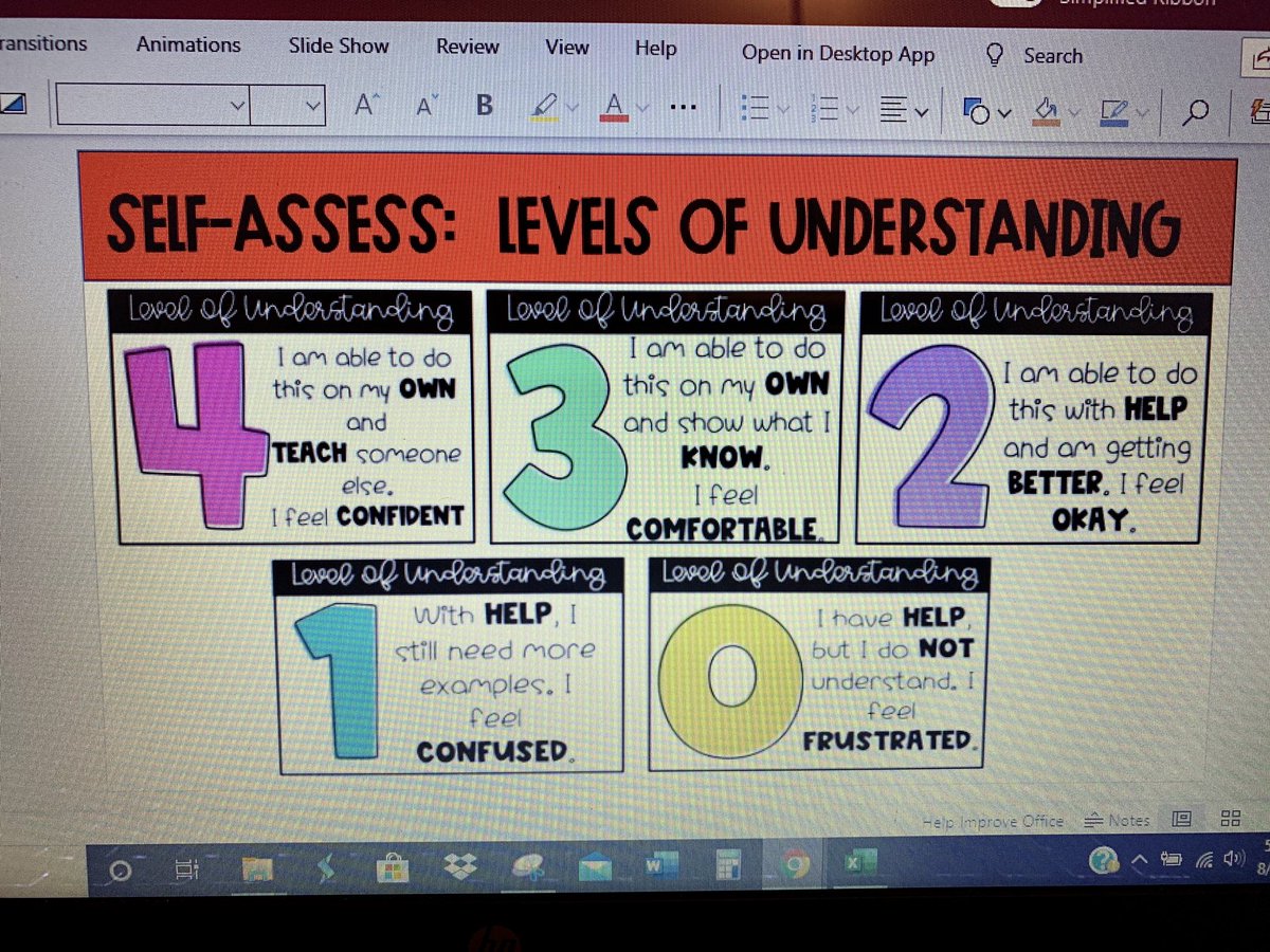 sacarpenter6285's tweet photo. Student reflection and self-assessment is so important. I love this @TpT_Official resource by @MrsCessac5th. Using it virtually gives students privacy to answer honestly!!  @JBREDHAWKS2 #levelsofunderstanding #selfassessment #growthmindset #teacher #virtuallearning https://t.co/NkdIG3VFN4