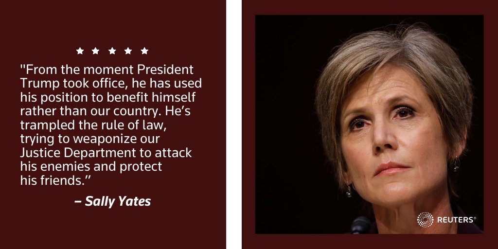  #DemConvention: Former U.S. Attorney General Sally Yates:  https://reut.rs/3g6aHfk&nbsp;