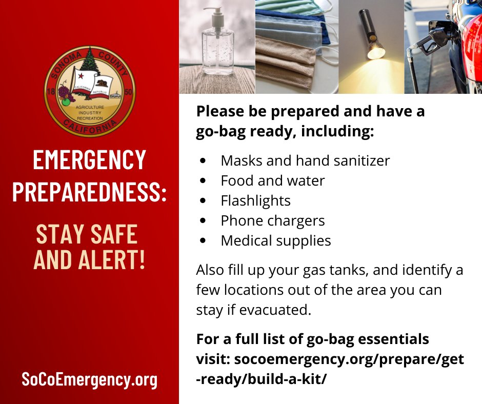 County of Sonoma on X: Fire emergency preparedness - stay safe