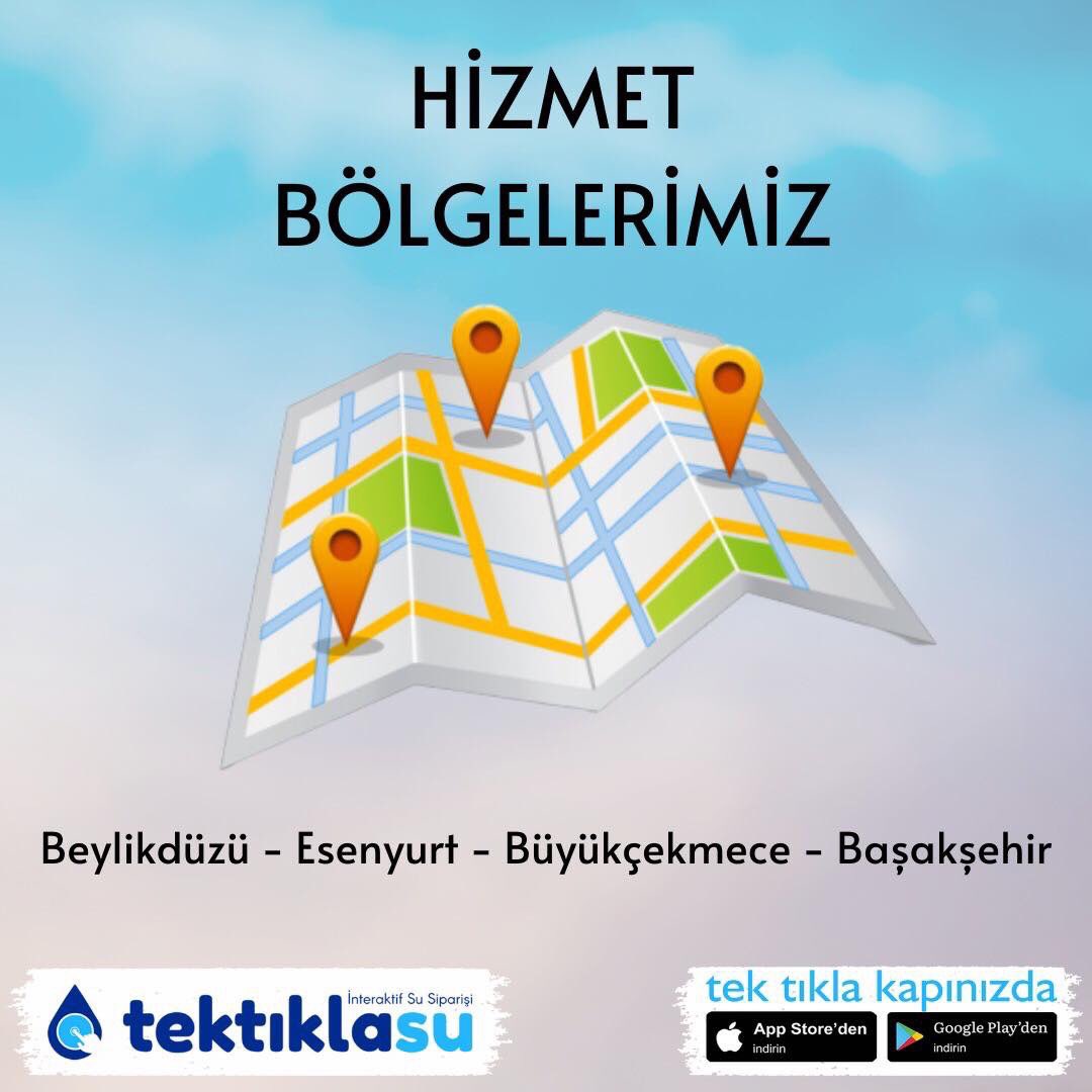 Teslimat servisimiz 25’den fazla profesyonel kuryeyi kullanmakta olup her geçen gün kurye sayımızı artırmaktayız. Siparişleriniz 1 saat içinde teslim ediyoruz! 
İster Mobil Uygulamamızla;
tektiklasu.com/mobilapp
İster Sipariş Hattımızla;
0850 259 00 20
Tek tıkla sizinle!