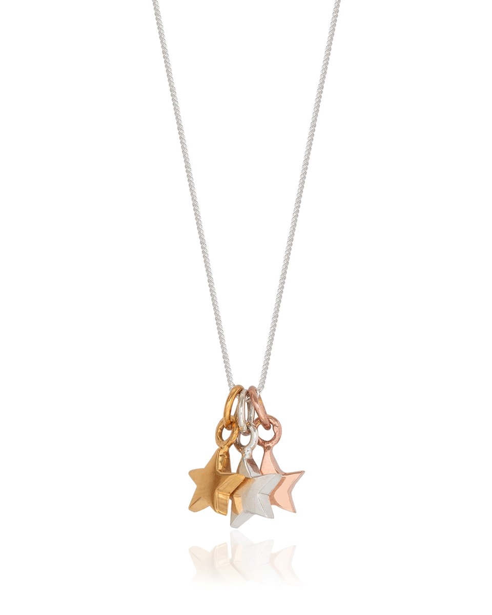 Trio Star necklace in silver, gold and rose gold from @LimeTreeDesign.

UK Jewellery Photography by l8r.it/qAik