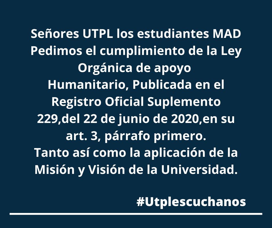 orbesjoe's tweet photo. Es solo cuestión de cumplir la ley @utpl los estudiates MAD pedimos #utplescuchanos https://t.co/KFhnzEmp8R