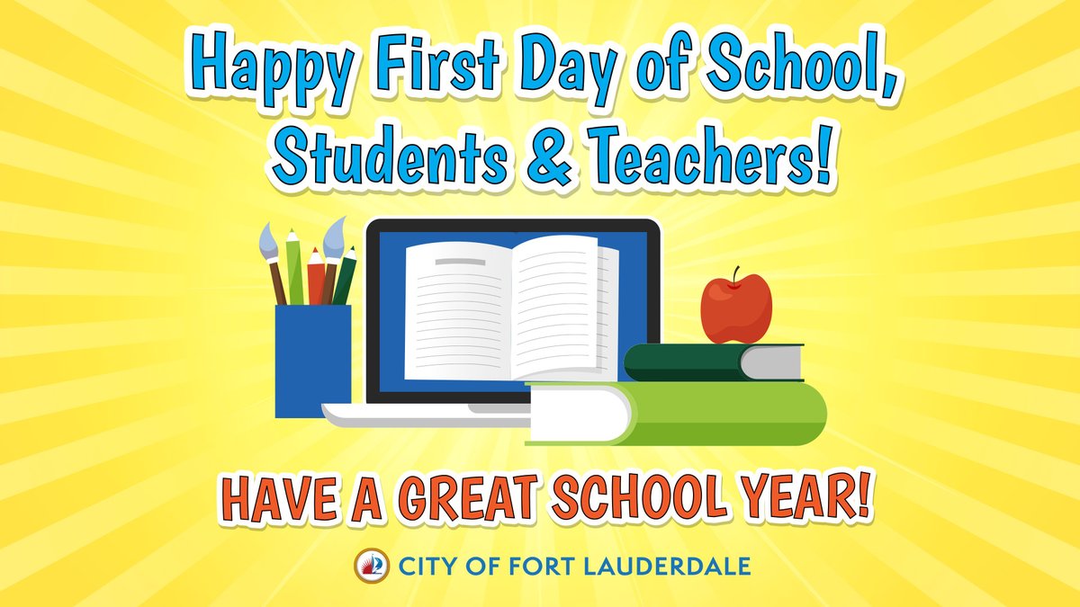FTLCityNews's tweet photo. Happy First Day of School students, teachers, faculty, staff, parents &amp; families! We're here for you, we’re cheering for you, &amp; we’re wishing you an amazing school year. #BackToSchool2020 #FirstDay https://t.co/0EVtkGa7KO